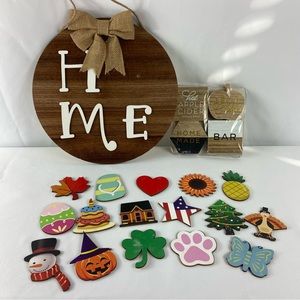 Home Rustic Sign with holiday acc